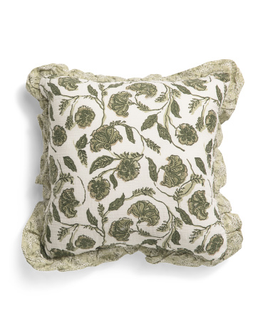 Tjmaxx 19x19 Paisley Ruffle Pillow In Green
