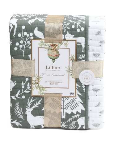 Tjmaxx Norwegian Toile Reversible Quilt Set In Gray