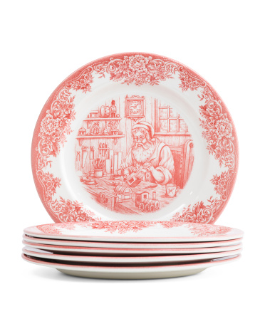 Tjmaxx 6pk Santa's Workshop Dinner Plate Set In Multi