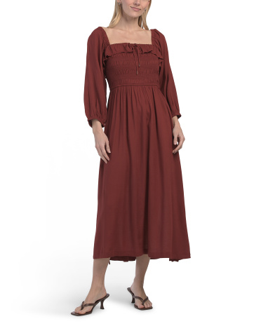 smocked top maxi dress for women, rayon