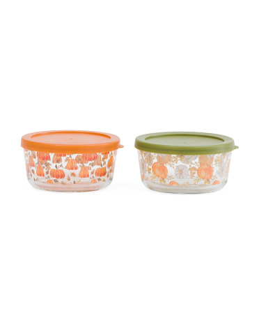 Tjmaxx 2pk 16oz Autumn Round Food Storage Set