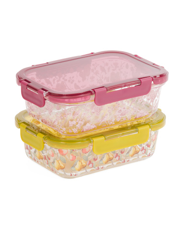 Tjmaxx 35oz 2pc Autumn Glass Lid Food Storage Set
