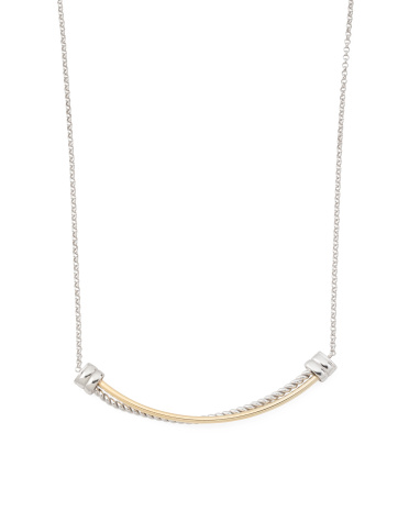 sterling silver and 14kt gold double bar necklace for women