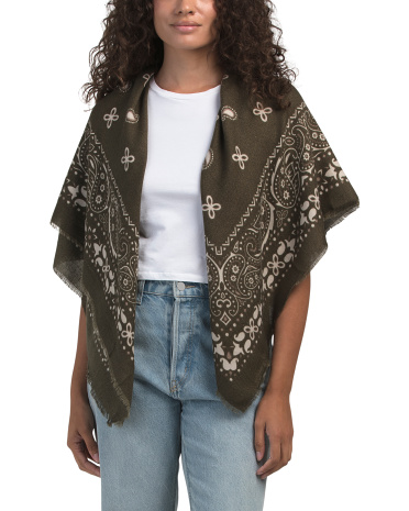 bandana print square wrap for women, polyester