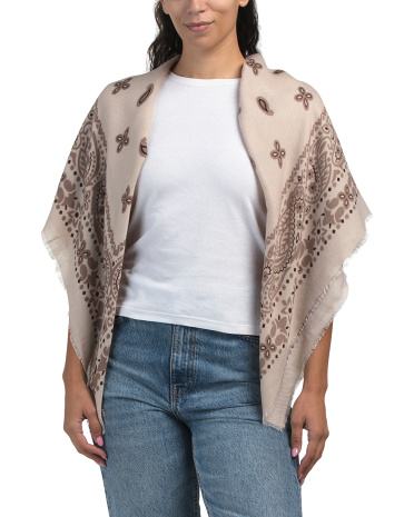 bandana print square wrap for women, polyester