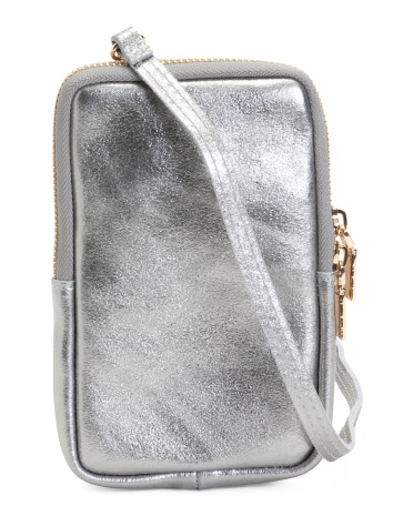 leather jade cell phone crossbody bag for women