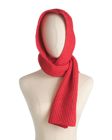 soft waffle hooded scarf for women, polyester